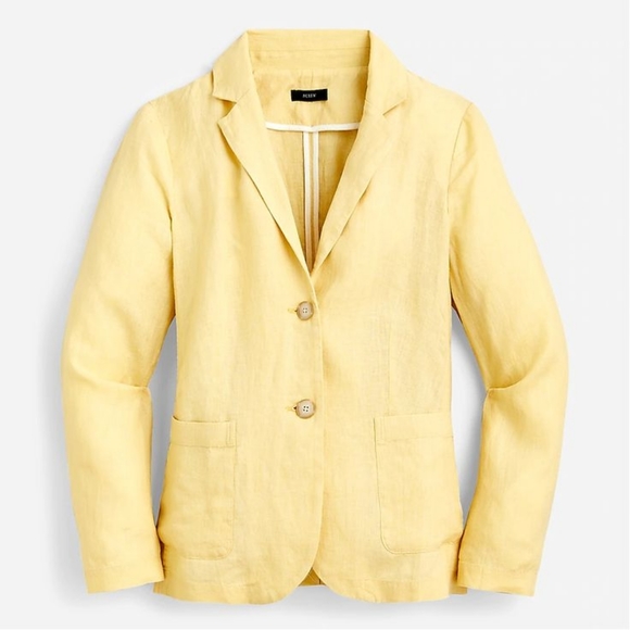 J. Crew Jackets & Coats J Crew Yellow Linen Blazer Poshmark
